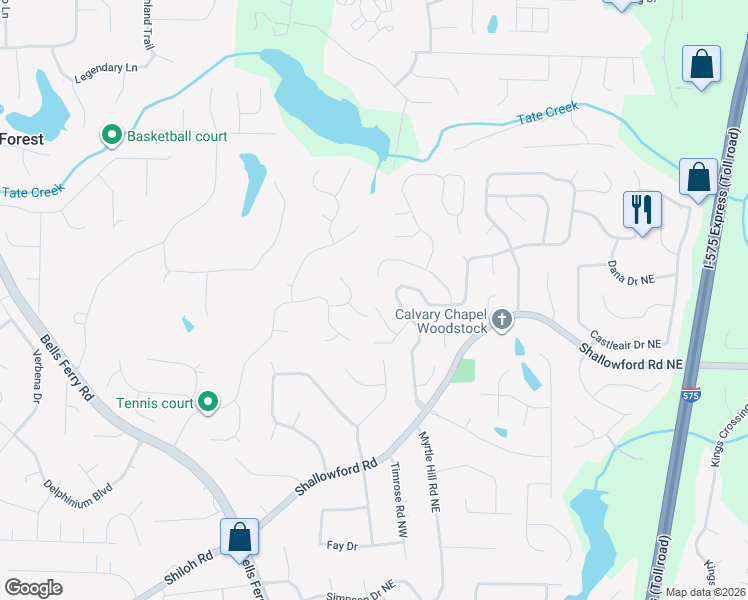 map of restaurants, bars, coffee shops, grocery stores, and more near 4710 Brazil Wood Court Northeast in Kennesaw