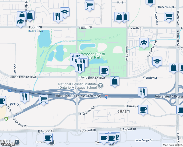 map of restaurants, bars, coffee shops, grocery stores, and more near 731 Via Dolcetto in Ontario