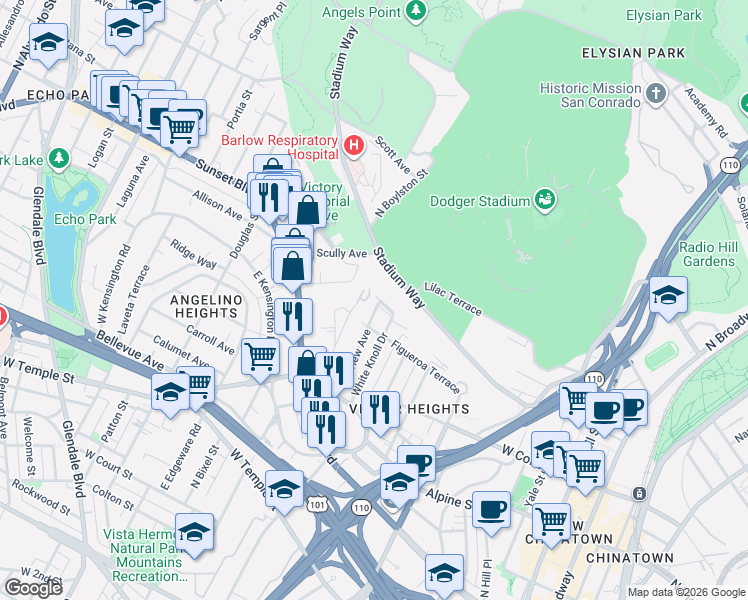 map of restaurants, bars, coffee shops, grocery stores, and more near 1047 Everett Place in Los Angeles