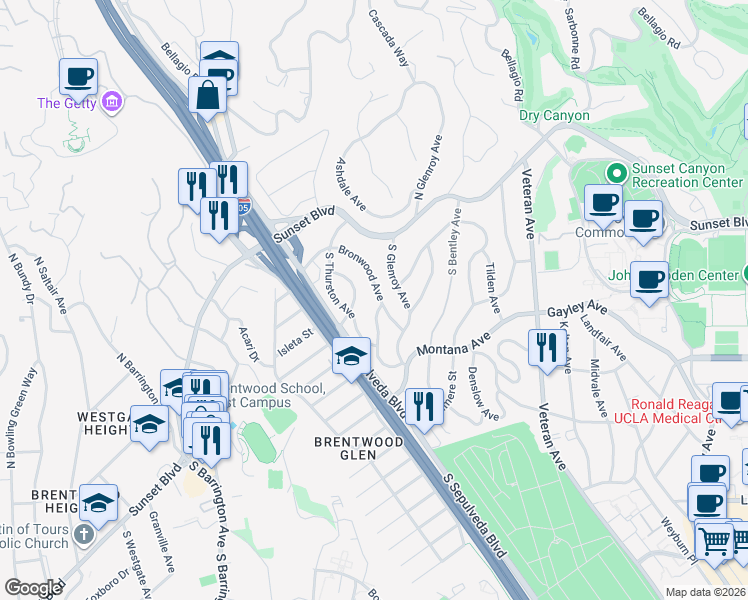 map of restaurants, bars, coffee shops, grocery stores, and more near 11250 Homedale Street in Los Angeles