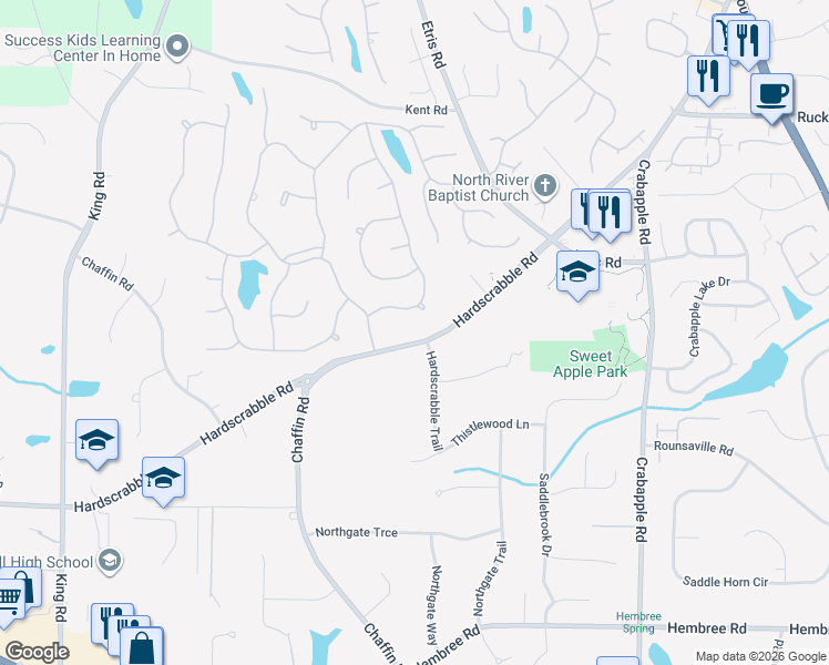 map of restaurants, bars, coffee shops, grocery stores, and more near 390 Wexford Overlook Drive in Roswell