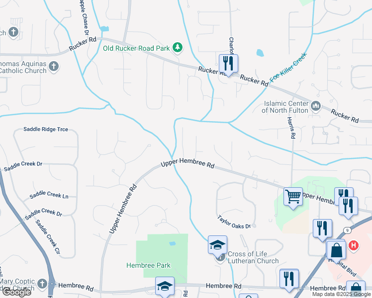 map of restaurants, bars, coffee shops, grocery stores, and more near 11875 Stradford Wood in Roswell