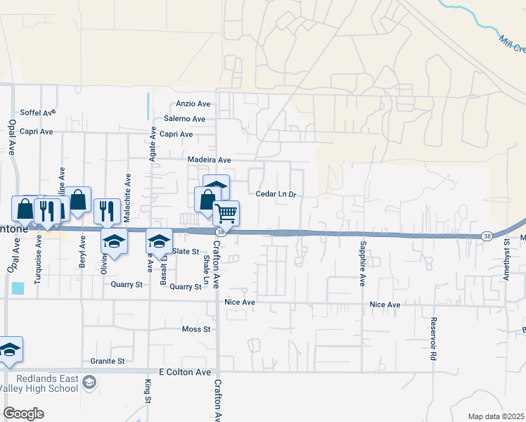 map of restaurants, bars, coffee shops, grocery stores, and more near 1256 Alderwood Lane in Mentone
