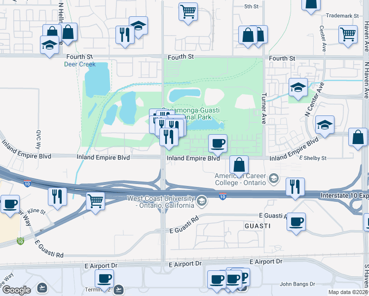 map of restaurants, bars, coffee shops, grocery stores, and more near 731 Via Dolcetto in Ontario
