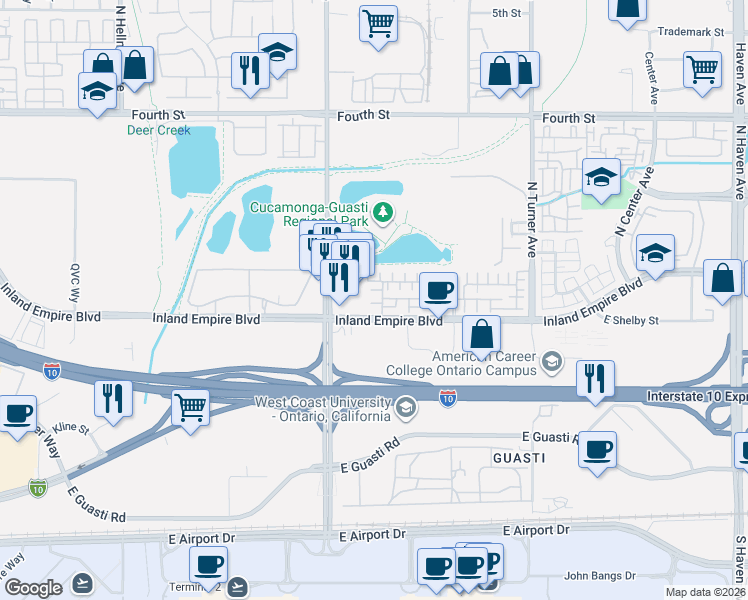 map of restaurants, bars, coffee shops, grocery stores, and more near 725 Via Dolcetto in Ontario