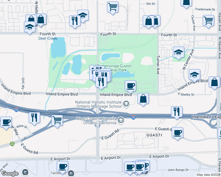 map of restaurants, bars, coffee shops, grocery stores, and more near 721 Via Dolcetto in Ontario