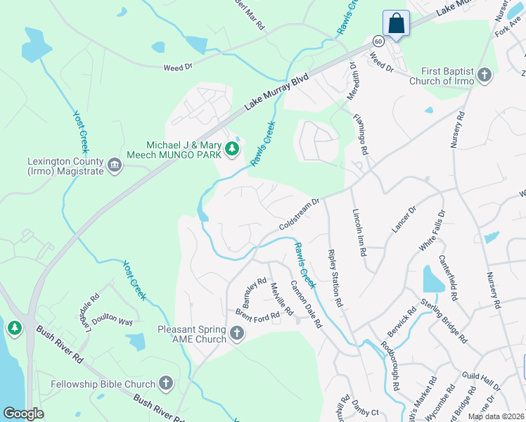 map of restaurants, bars, coffee shops, grocery stores, and more near 131 Heatherstone Road in Columbia