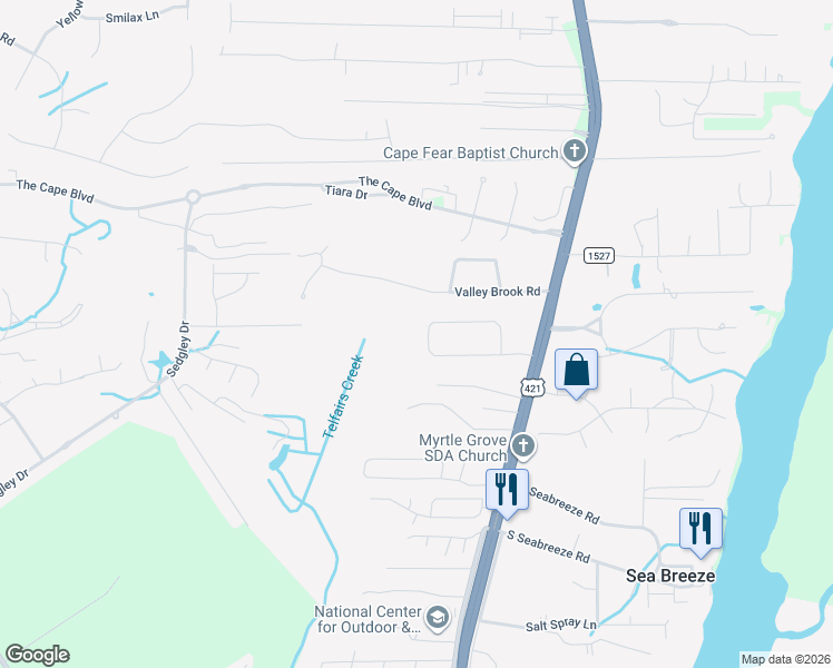 map of restaurants, bars, coffee shops, grocery stores, and more near 538 Sea Castle Court in Wilmington