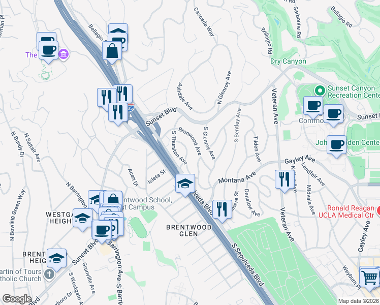 map of restaurants, bars, coffee shops, grocery stores, and more near 11250 Homedale Street in Los Angeles