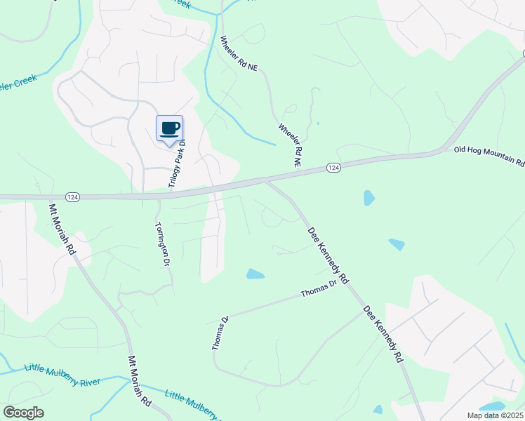 map of restaurants, bars, coffee shops, grocery stores, and more near 5119 Aylesbury Court in Hoschton