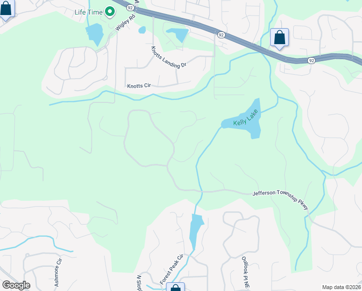 map of restaurants, bars, coffee shops, grocery stores, and more near 5102 Township Ridge Trce Northeast in Marietta