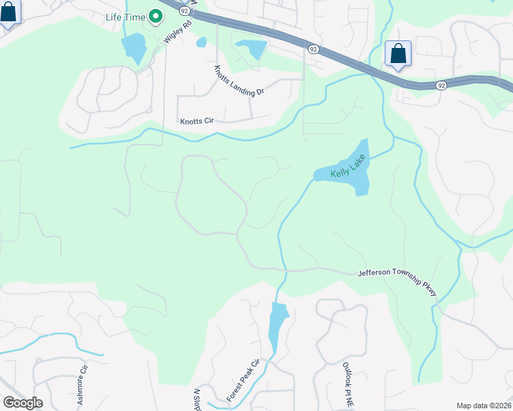 map of restaurants, bars, coffee shops, grocery stores, and more near 5102 Township Ridge Trce NE in Marietta