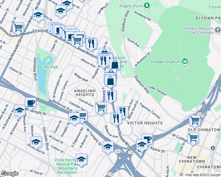 map of restaurants, bars, coffee shops, grocery stores, and more near in Los Angeles