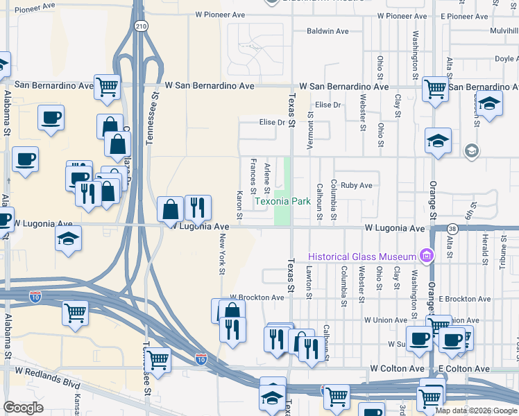 map of restaurants, bars, coffee shops, grocery stores, and more near 828 West Sharon Road in Redlands
