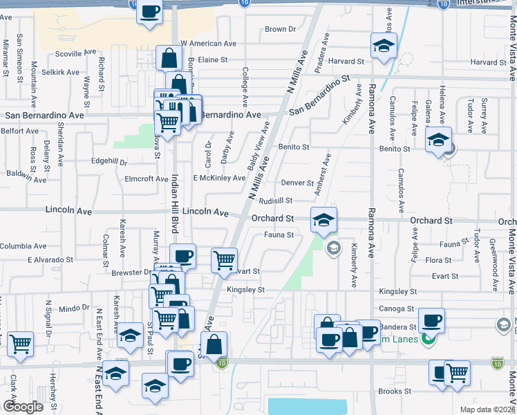 map of restaurants, bars, coffee shops, grocery stores, and more near 4187 Rudisill Street in Montclair