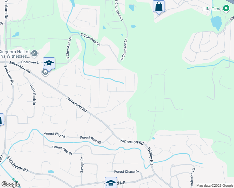 map of restaurants, bars, coffee shops, grocery stores, and more near 2726 Hawk Trace Northeast in Marietta
