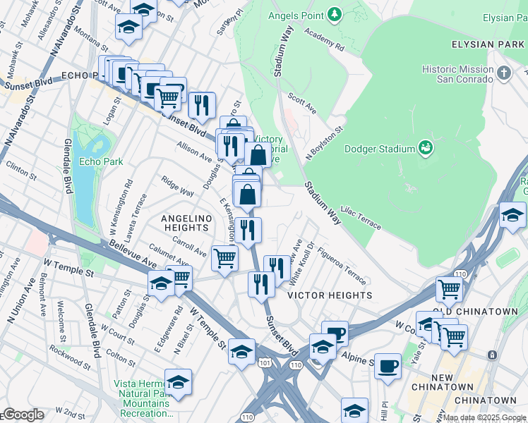 map of restaurants, bars, coffee shops, grocery stores, and more near 1244 Innes Avenue in Los Angeles