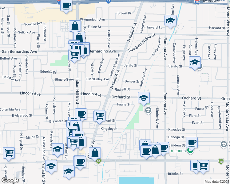 map of restaurants, bars, coffee shops, grocery stores, and more near 4187 Rudisill Street in Montclair