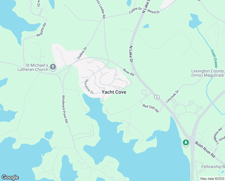 map of restaurants, bars, coffee shops, grocery stores, and more near 253 Shoreline Drive in Columbia