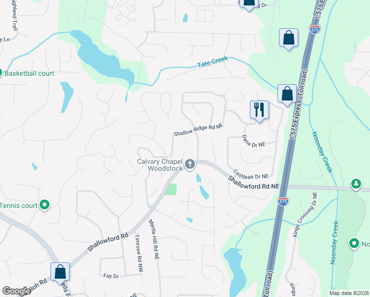 map of restaurants, bars, coffee shops, grocery stores, and more near 4811 Willowwood Drive Northeast in Kennesaw