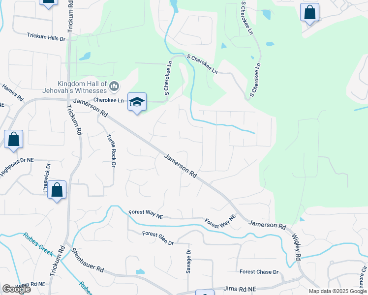 map of restaurants, bars, coffee shops, grocery stores, and more near 4992 Concert Lane in Marietta