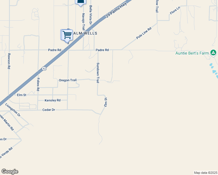 map of restaurants, bars, coffee shops, grocery stores, and more near 51780 Oregon Trail in Morongo Valley