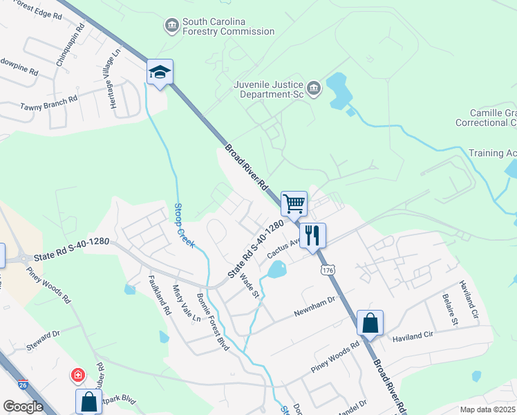 map of restaurants, bars, coffee shops, grocery stores, and more near 127 Hunters Grove Drive in Columbia