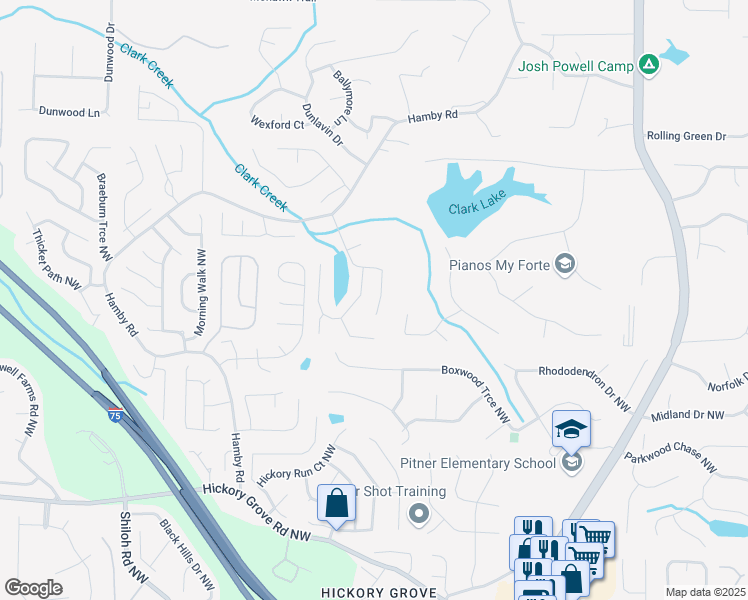 map of restaurants, bars, coffee shops, grocery stores, and more near 4959 Niagara Drive in Acworth
