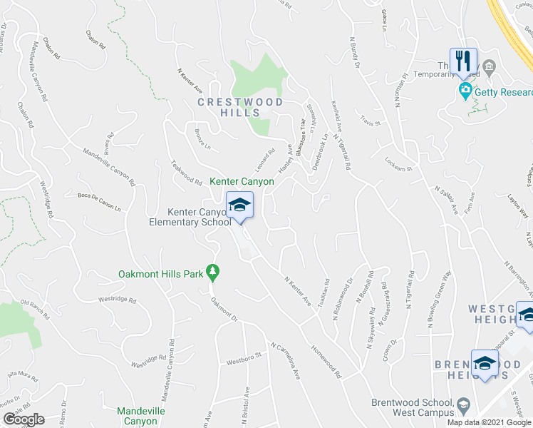 map of restaurants, bars, coffee shops, grocery stores, and more near 711 Hanley Avenue in Los Angeles