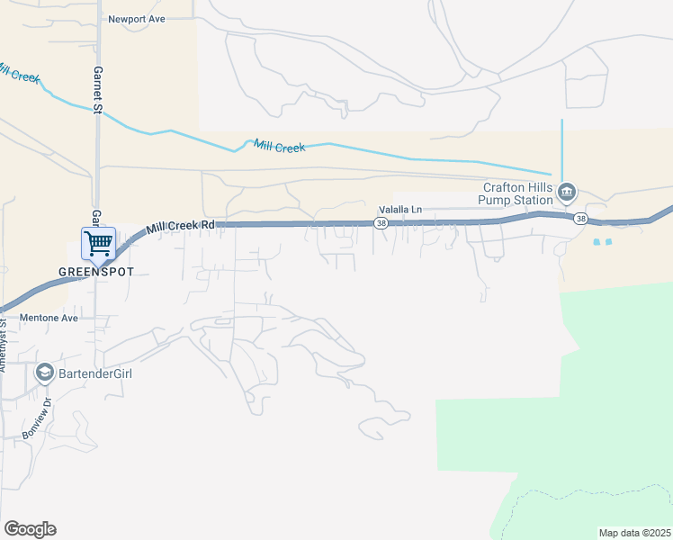 map of restaurants, bars, coffee shops, grocery stores, and more near 2700 Mill Creek Road in Mentone