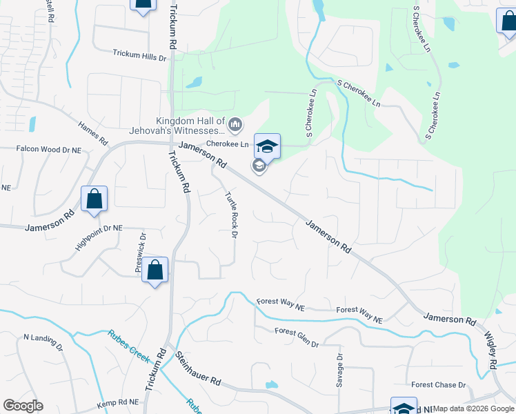 map of restaurants, bars, coffee shops, grocery stores, and more near 2471 Chancery Place Northeast in Marietta