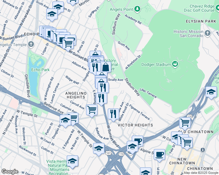 map of restaurants, bars, coffee shops, grocery stores, and more near 1230 Innes Avenue in Los Angeles