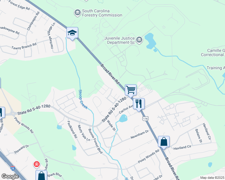 map of restaurants, bars, coffee shops, grocery stores, and more near 127 Hunters Grove Drive in Columbia