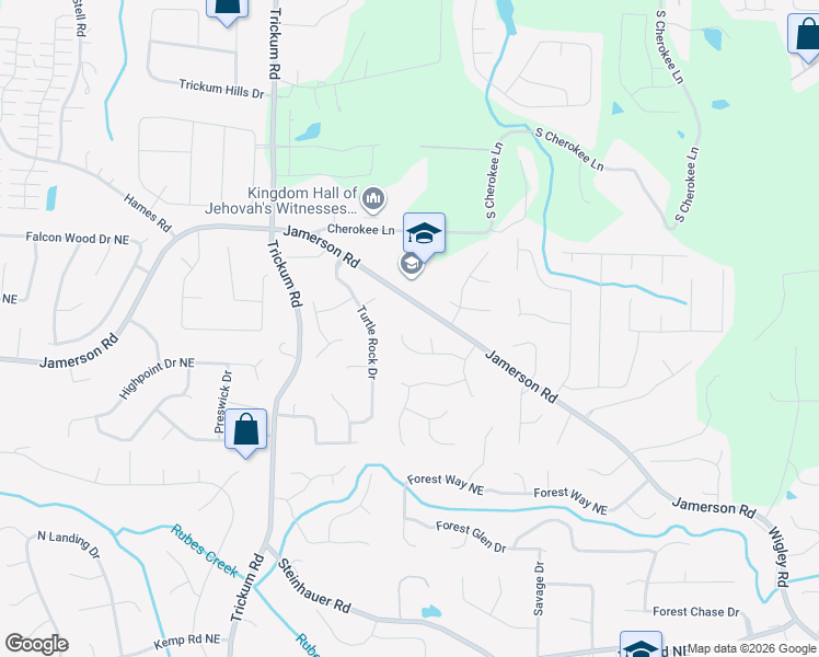 map of restaurants, bars, coffee shops, grocery stores, and more near 2471 Chancery Place Northeast in Marietta