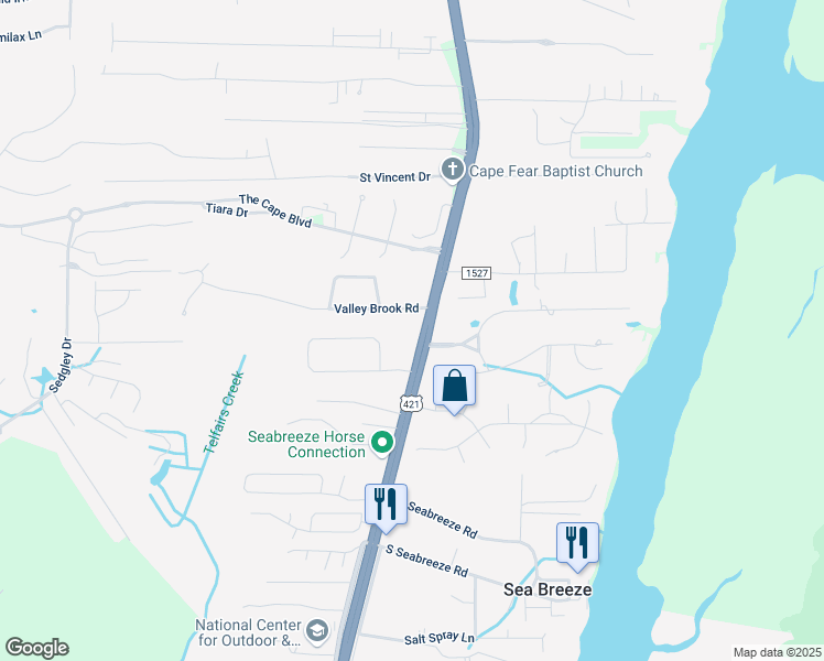 map of restaurants, bars, coffee shops, grocery stores, and more near 7450 Carolina Beach Rd in Wilmington