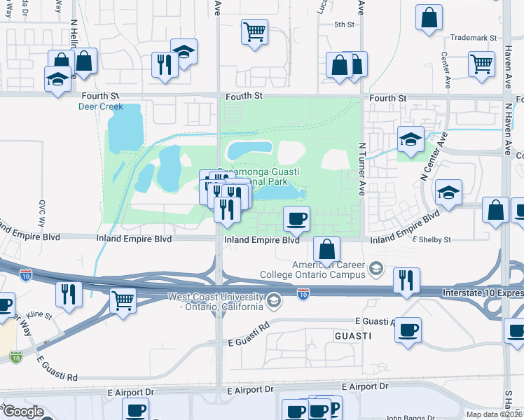 map of restaurants, bars, coffee shops, grocery stores, and more near 731 Via Dolcetto in Ontario