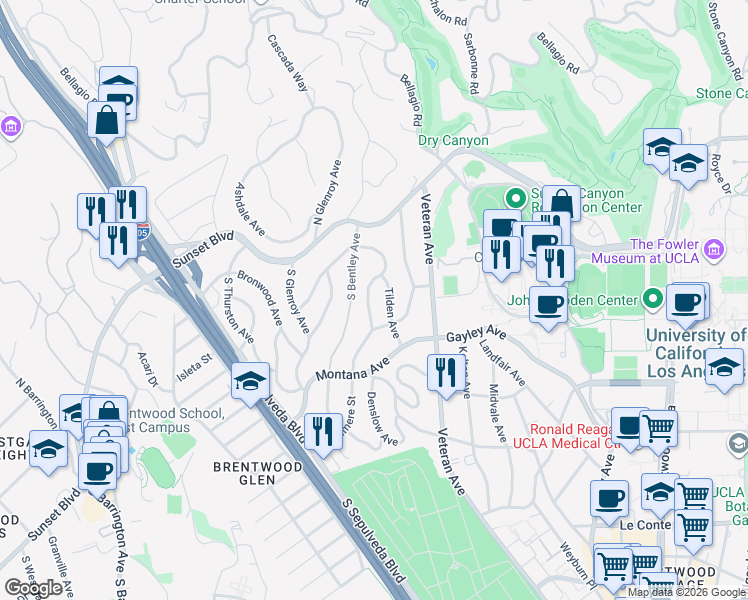 map of restaurants, bars, coffee shops, grocery stores, and more near 265 Denslow Avenue in Los Angeles