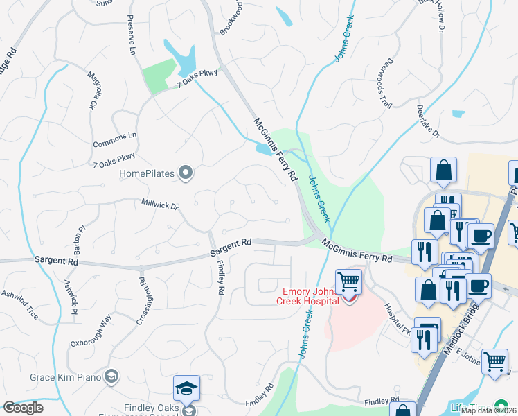 map of restaurants, bars, coffee shops, grocery stores, and more near 720 Quail Run Ct in Alpharetta