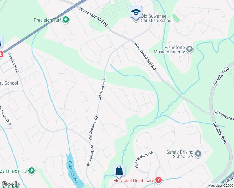 map of restaurants, bars, coffee shops, grocery stores, and more near 4005 Crescent Walk Lane Northeast in Suwanee