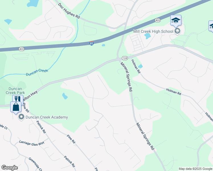 map of restaurants, bars, coffee shops, grocery stores, and more near 4155 Gables Place Northeast in Buford