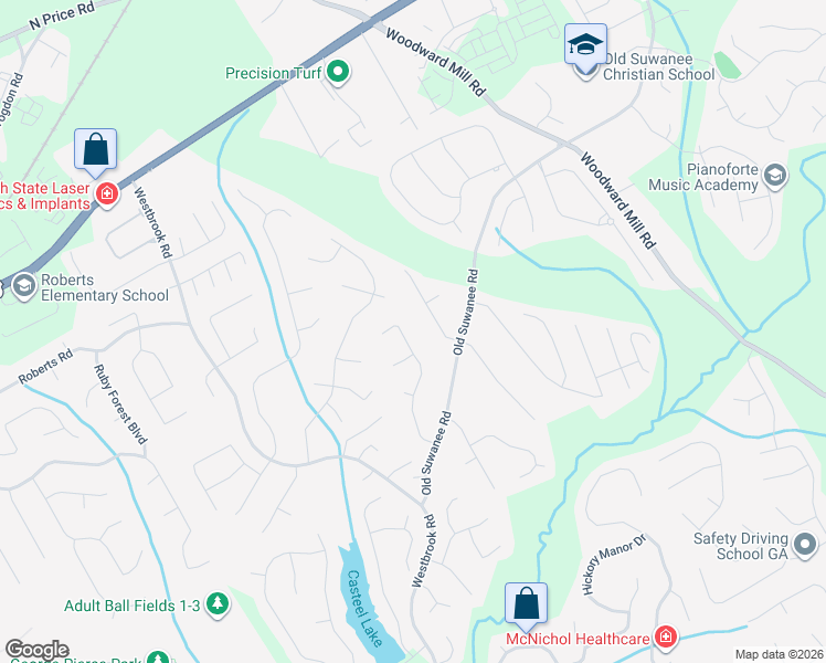 map of restaurants, bars, coffee shops, grocery stores, and more near 4160 Suwanee Bend Drive in Suwanee