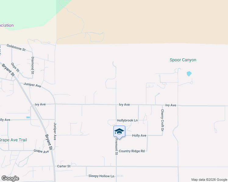 map of restaurants, bars, coffee shops, grocery stores, and more near 10022 Fremont Street in Yucaipa