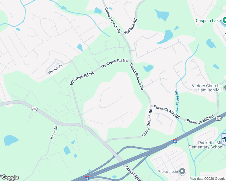 map of restaurants, bars, coffee shops, grocery stores, and more near 2612 Lindsey Grace Lane in Buford