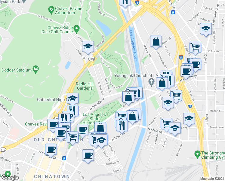 map of restaurants, bars, coffee shops, grocery stores, and more near 433 Casanova Street in Los Angeles
