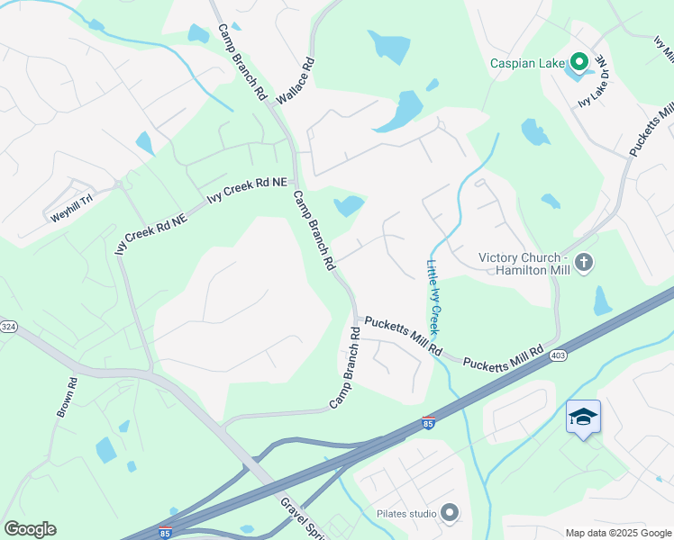 map of restaurants, bars, coffee shops, grocery stores, and more near 2753 Camp Branch Road in Buford