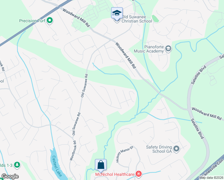 map of restaurants, bars, coffee shops, grocery stores, and more near 3675 Crescent Walk Lane Northeast in Suwanee