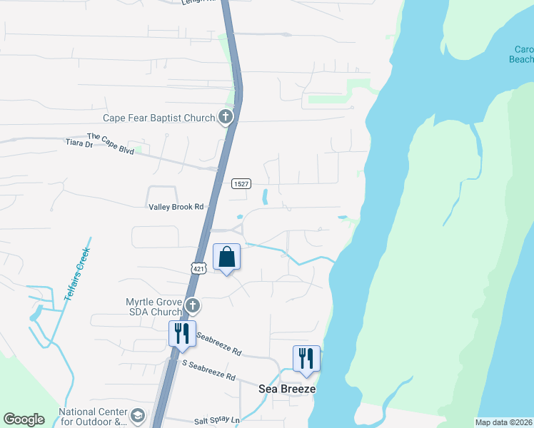 map of restaurants, bars, coffee shops, grocery stores, and more near 201 Inlet Point Dr in Wilmington