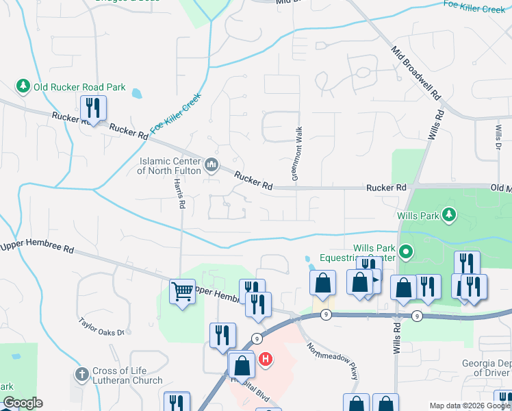 map of restaurants, bars, coffee shops, grocery stores, and more near 140 Quay Circle in Alpharetta