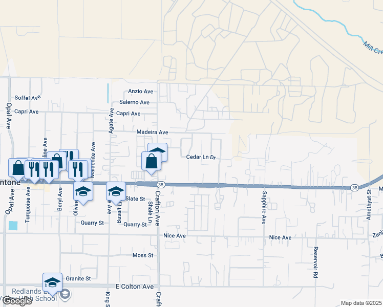 map of restaurants, bars, coffee shops, grocery stores, and more near 1340 Alderwood Lane in Mentone