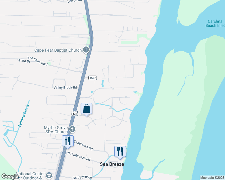 map of restaurants, bars, coffee shops, grocery stores, and more near 201 Inlet Point Dr in Wilmington